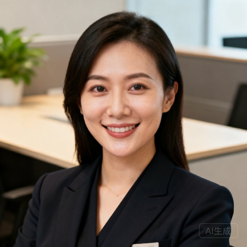 礼宾总监陈雅婷女士的半身职业照，她身着深色职业套装，面带微笑，背景为简洁的办公室环境
